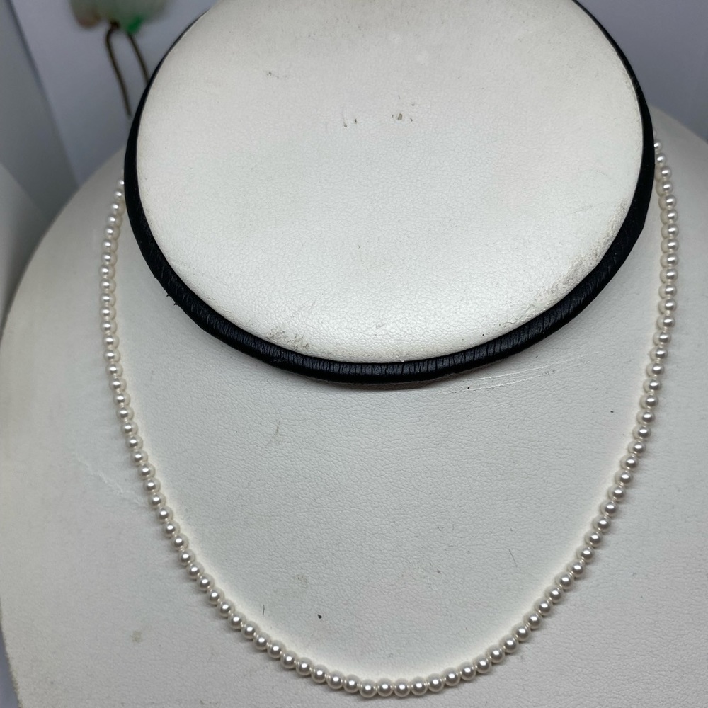 3mm Swarovski Crystal pearl necklace. sterling silver lobster claw c…